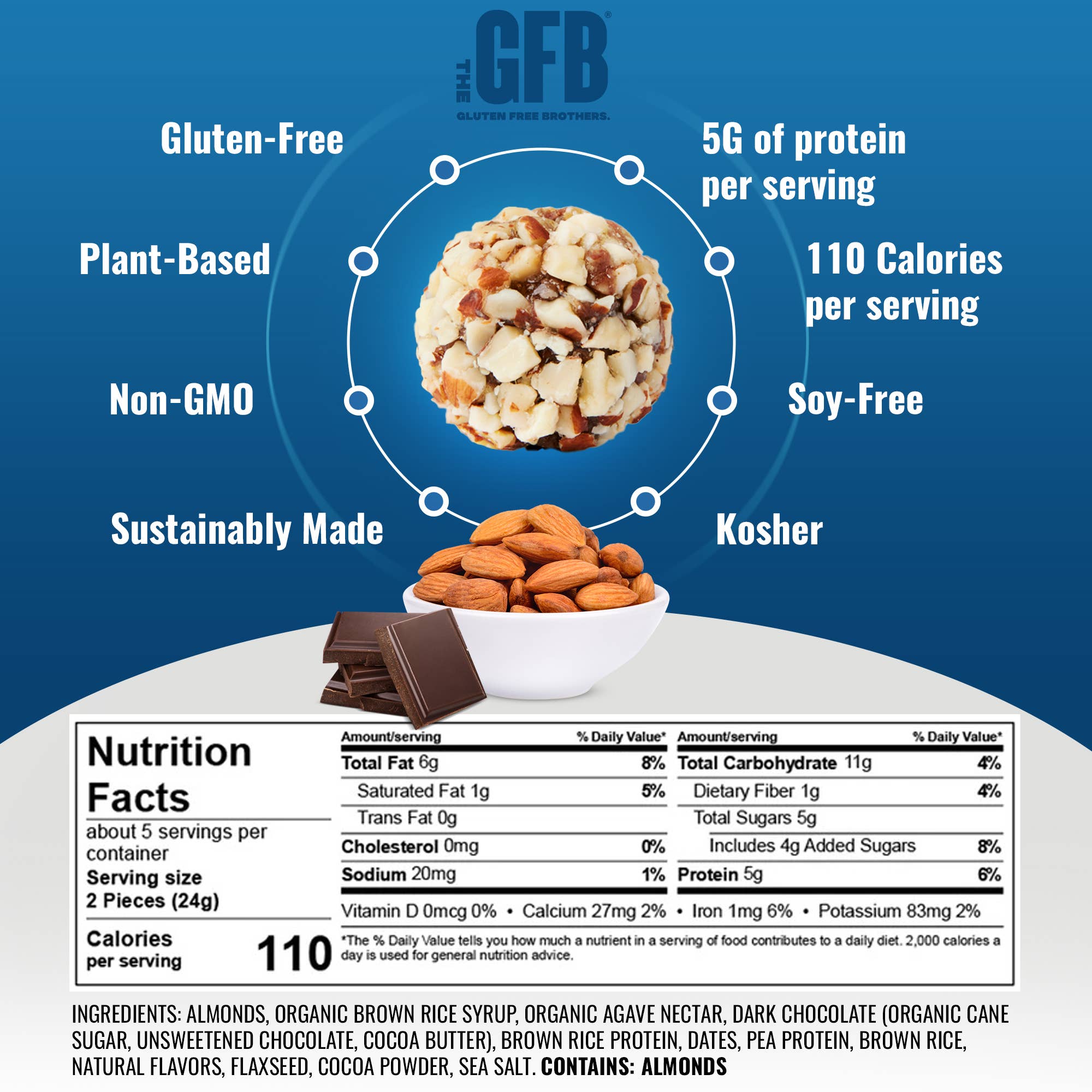 The GFB: Dark Chocolate Almond Protein Bites 6 pck — product image