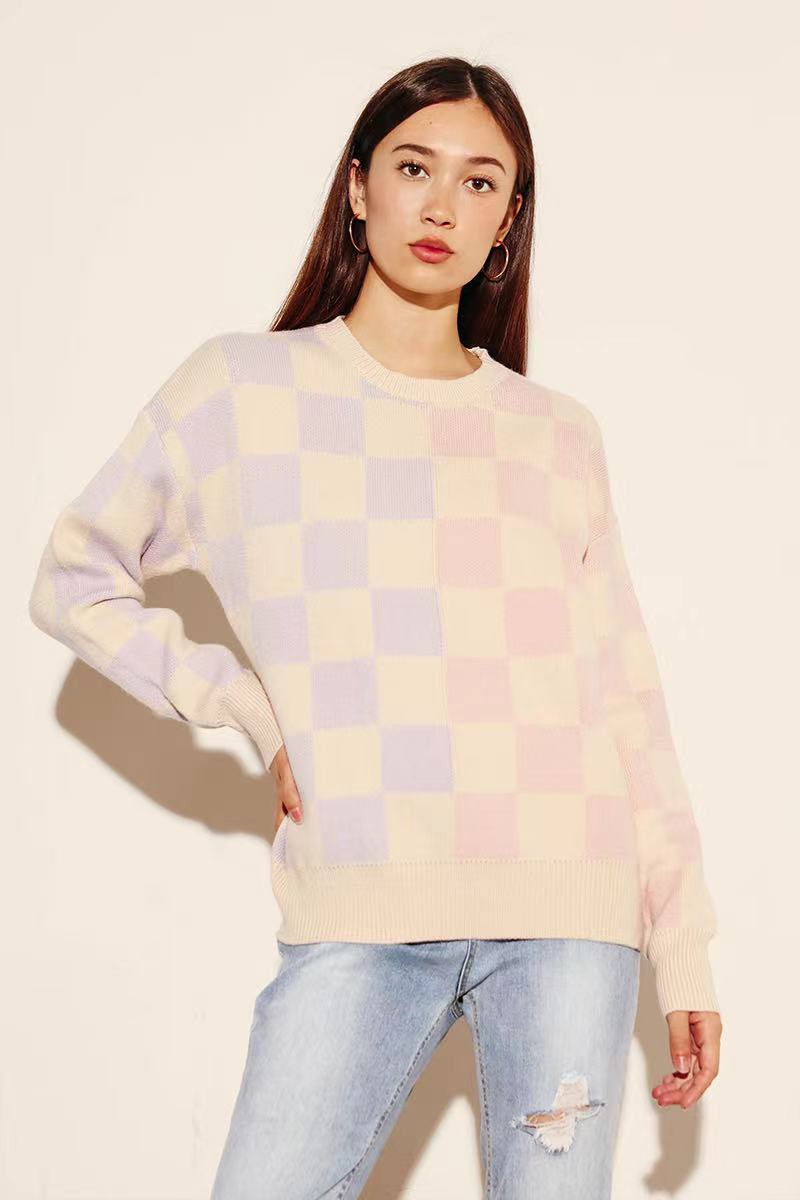 Two tone checker sweater — product image