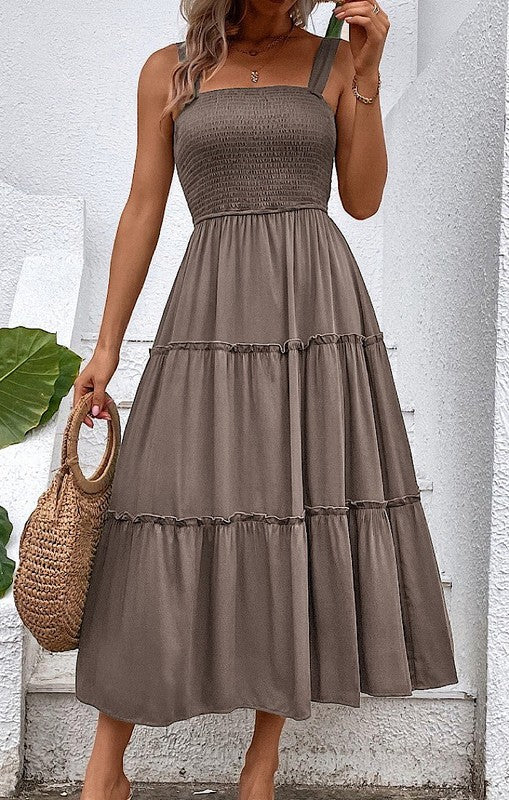 Smocked midi dress — product image