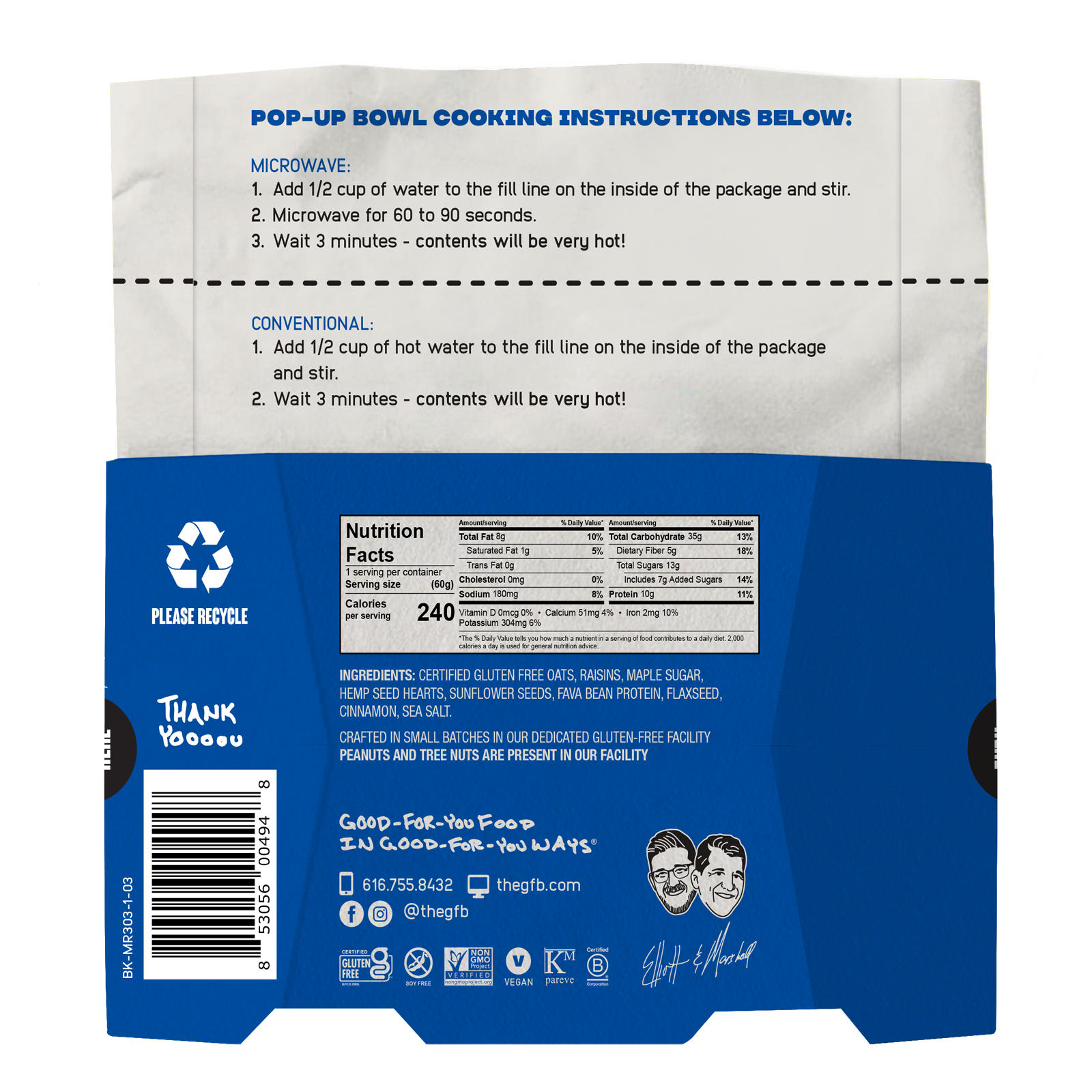 The GFB: Maple Raisin Gluten Free Protein Oatmeal Pop-Up Cup 6 pck — product image