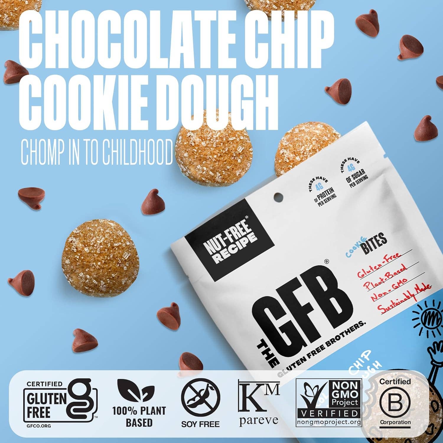 The GFB Chocolate Chip Cookie Dough Bites (Nut Free) 6 pck — product image