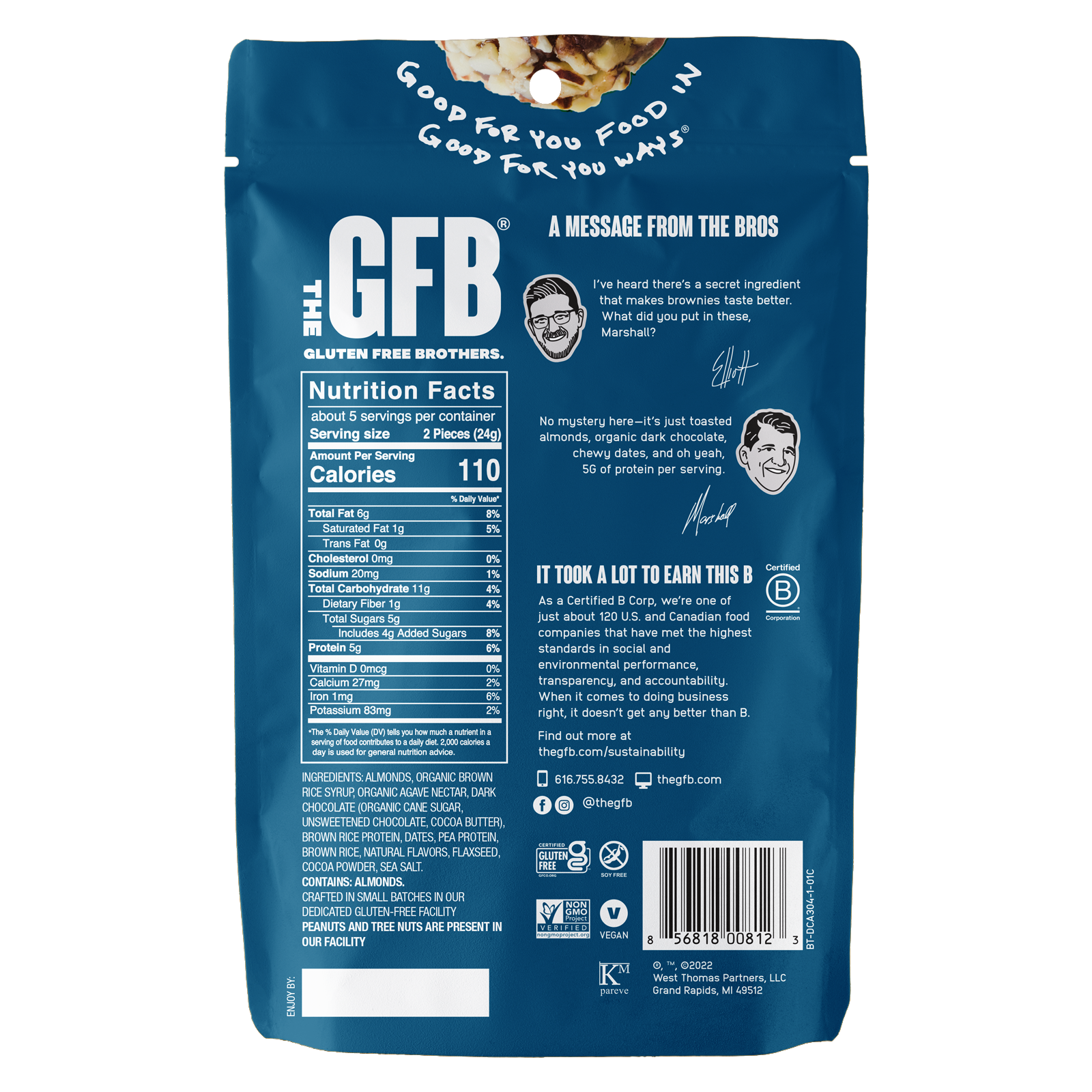 The GFB: Dark Chocolate Almond Protein Bites 6 pck — product image