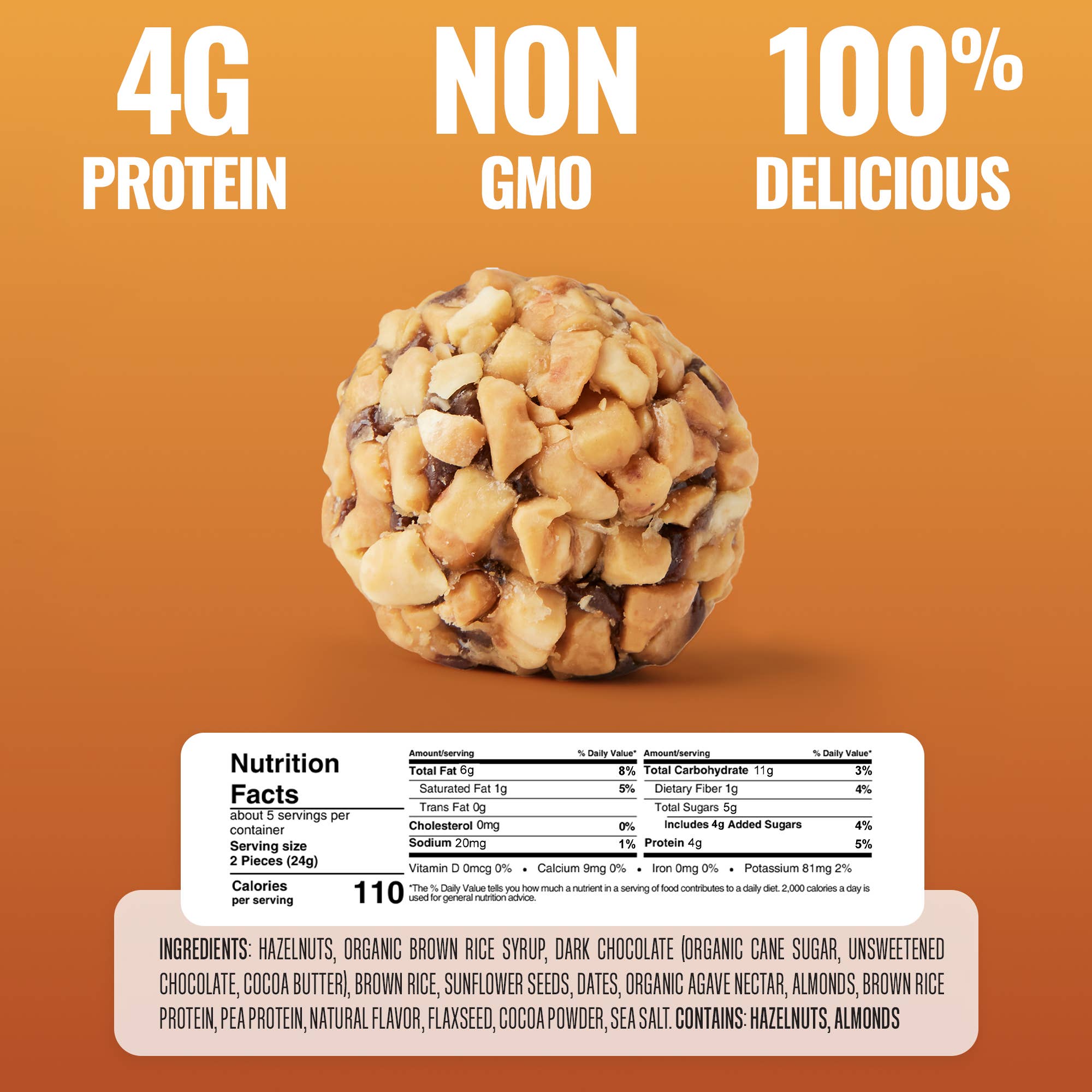 The GFB Dark Chocolate Hazelnut Bites 6 pck — product image