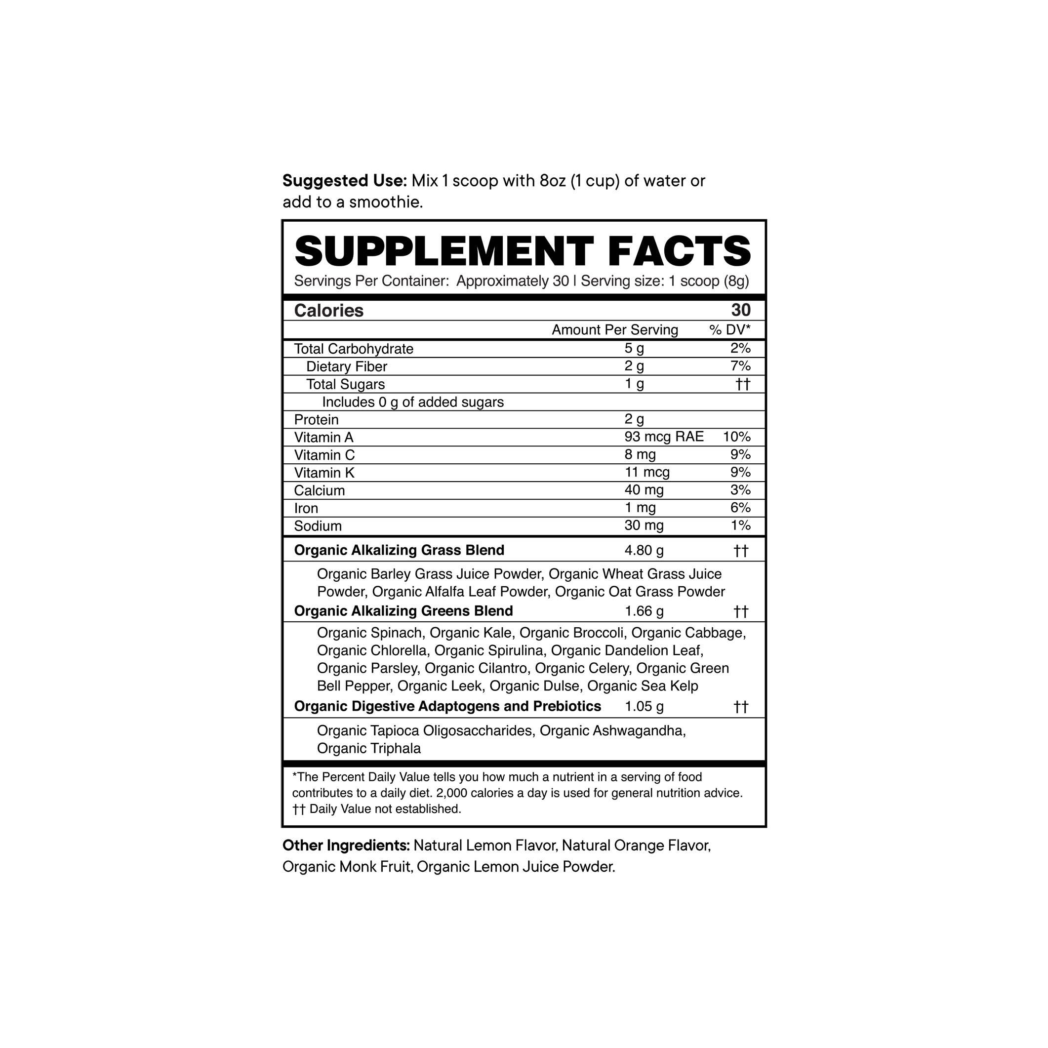 Easy Being Green - Greens Powder - Orange 30 serv — product image