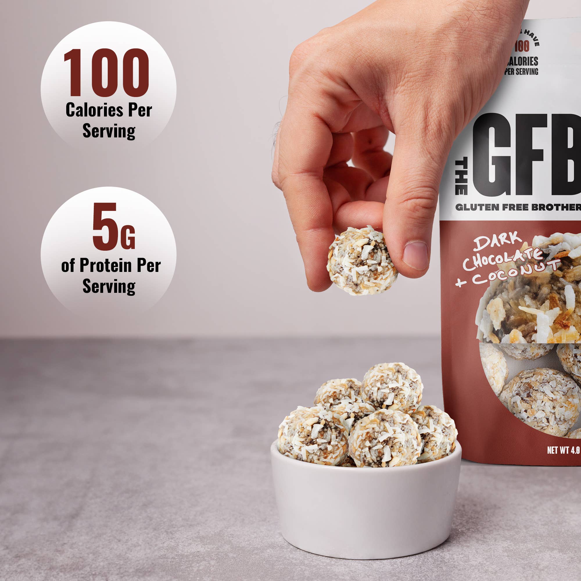 The GFB: Dark Chocolate Coconut Gluten Free Protein Bites 6 pck — product image