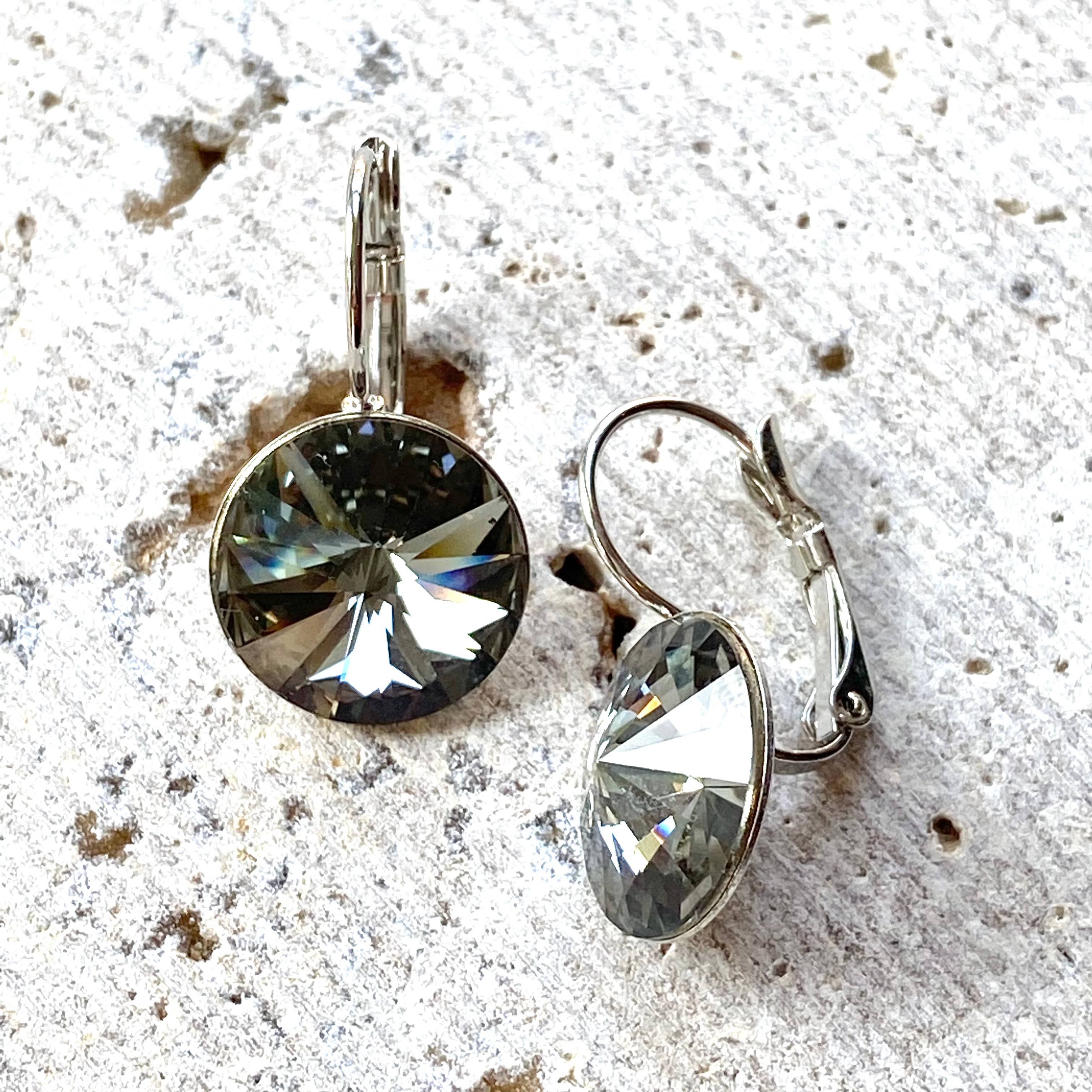 Black diamond Swarovski earring boutique bridal jewelry