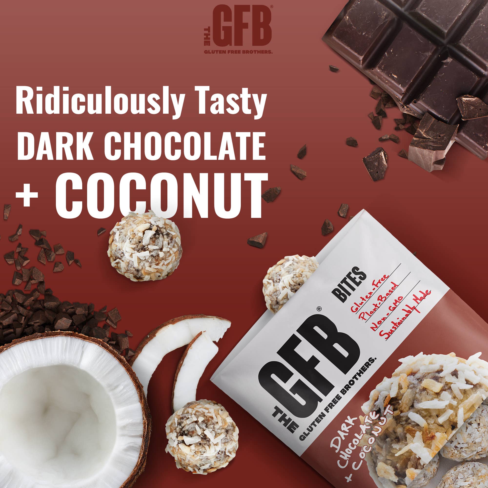 The GFB: Dark Chocolate Coconut Gluten Free Protein Bites 6 pck — product image