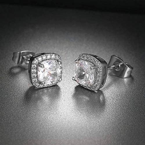 3.50 CTTW Cushion Cut Cubic Zirconia Sterling Silver Studs: White Gold