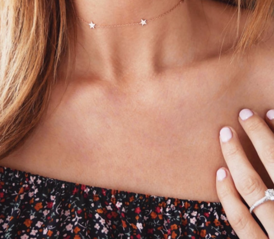 Silver and Gold Star Choker Necklaces: Gold
