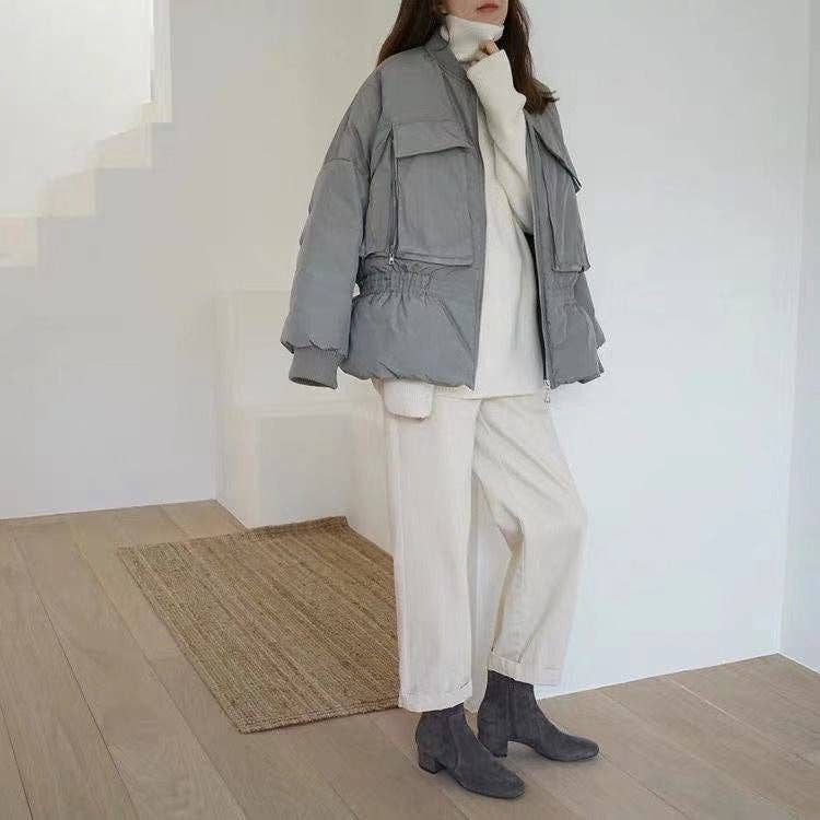 Chic HighNeck Knit Sweater FallWinter Style: Crisp White / One Size Fits Most