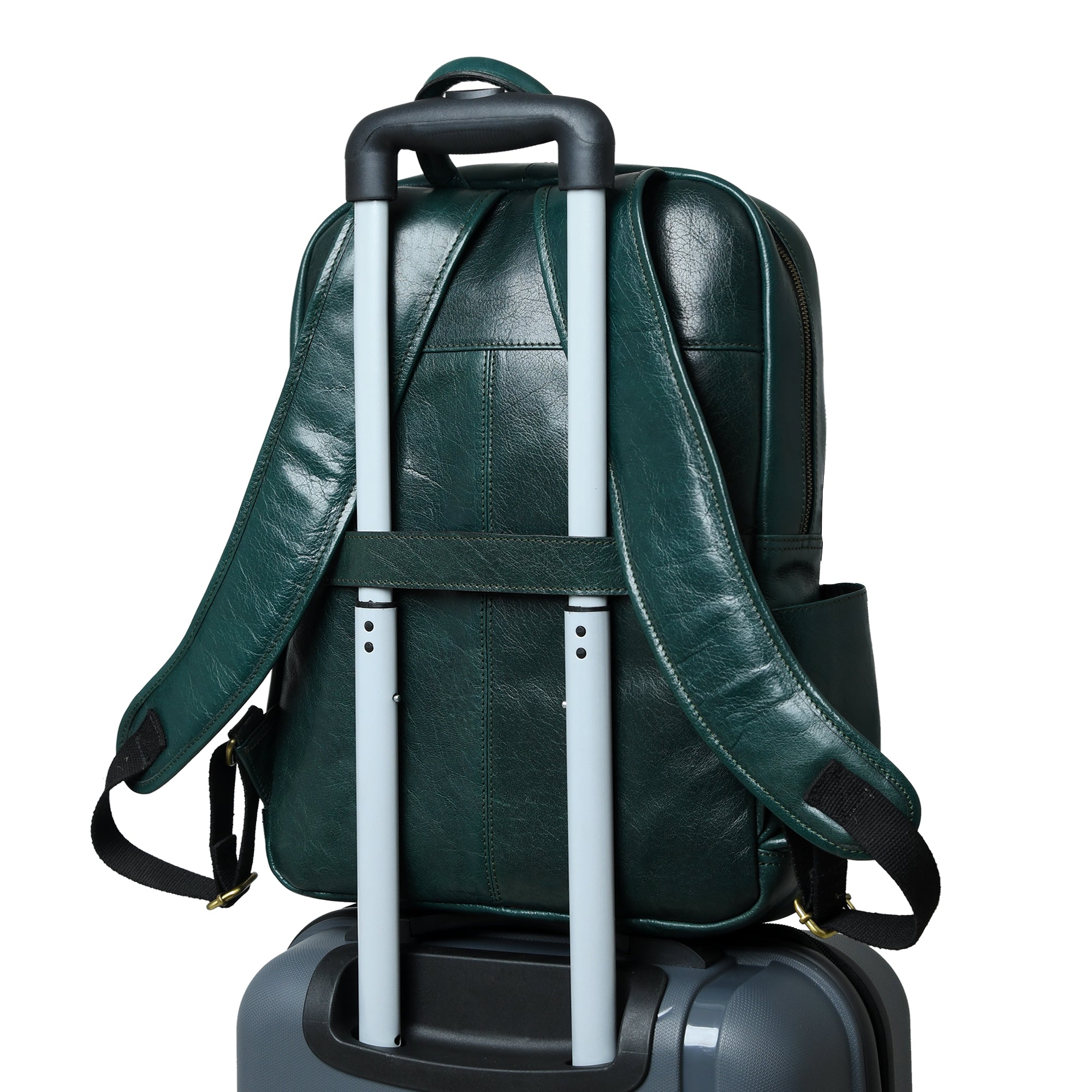 Luxury Italian Leather Backpack, Green — product image