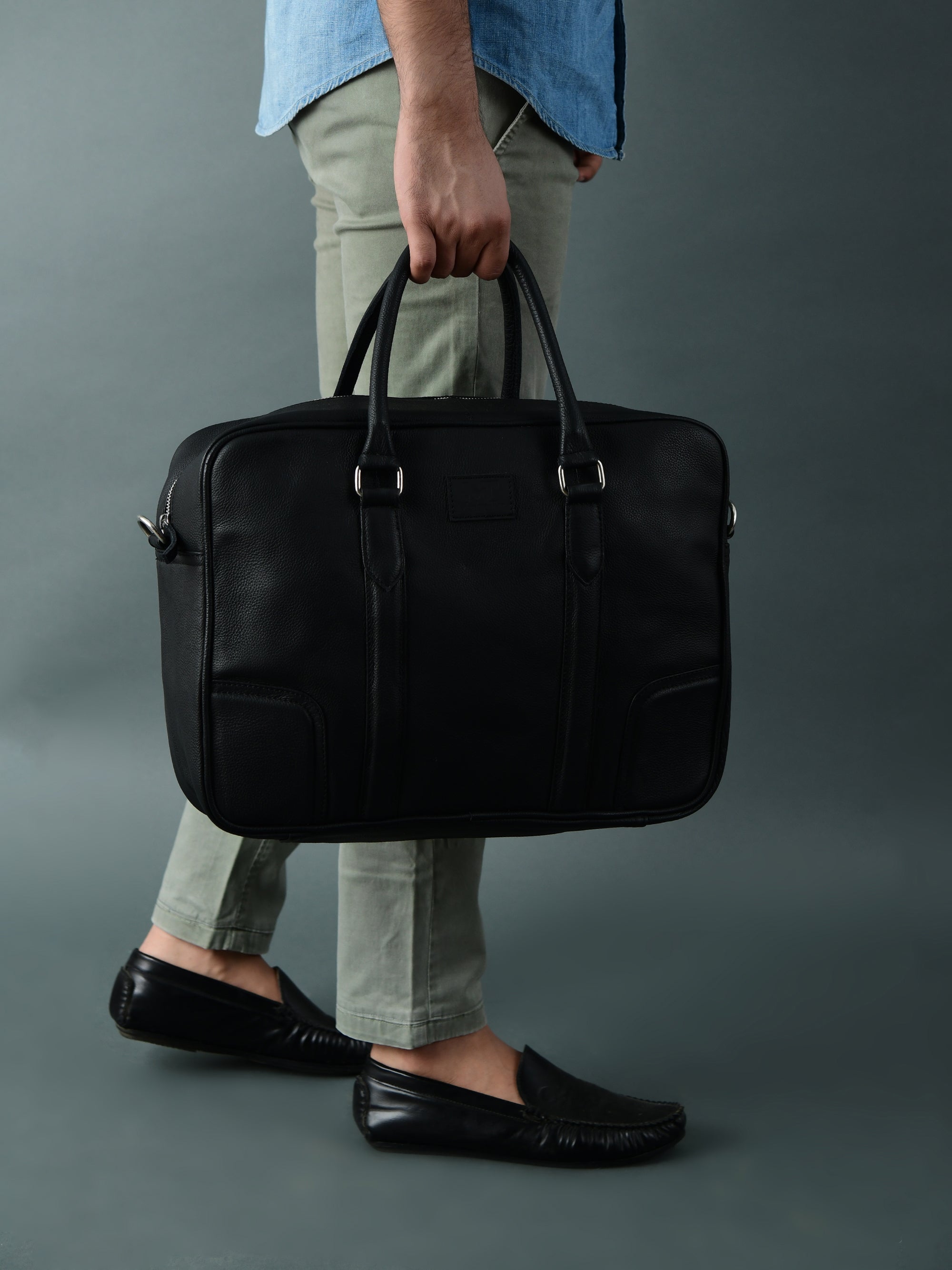 Texas Black Leather Briefcase — product image