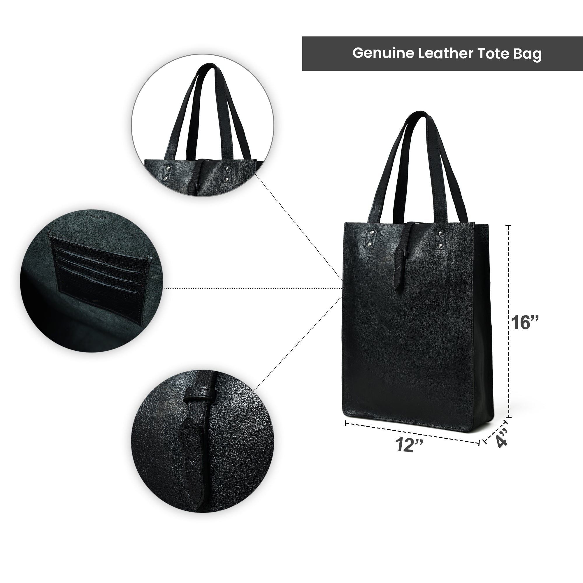 Ebony Elegance Leather Tote — product image