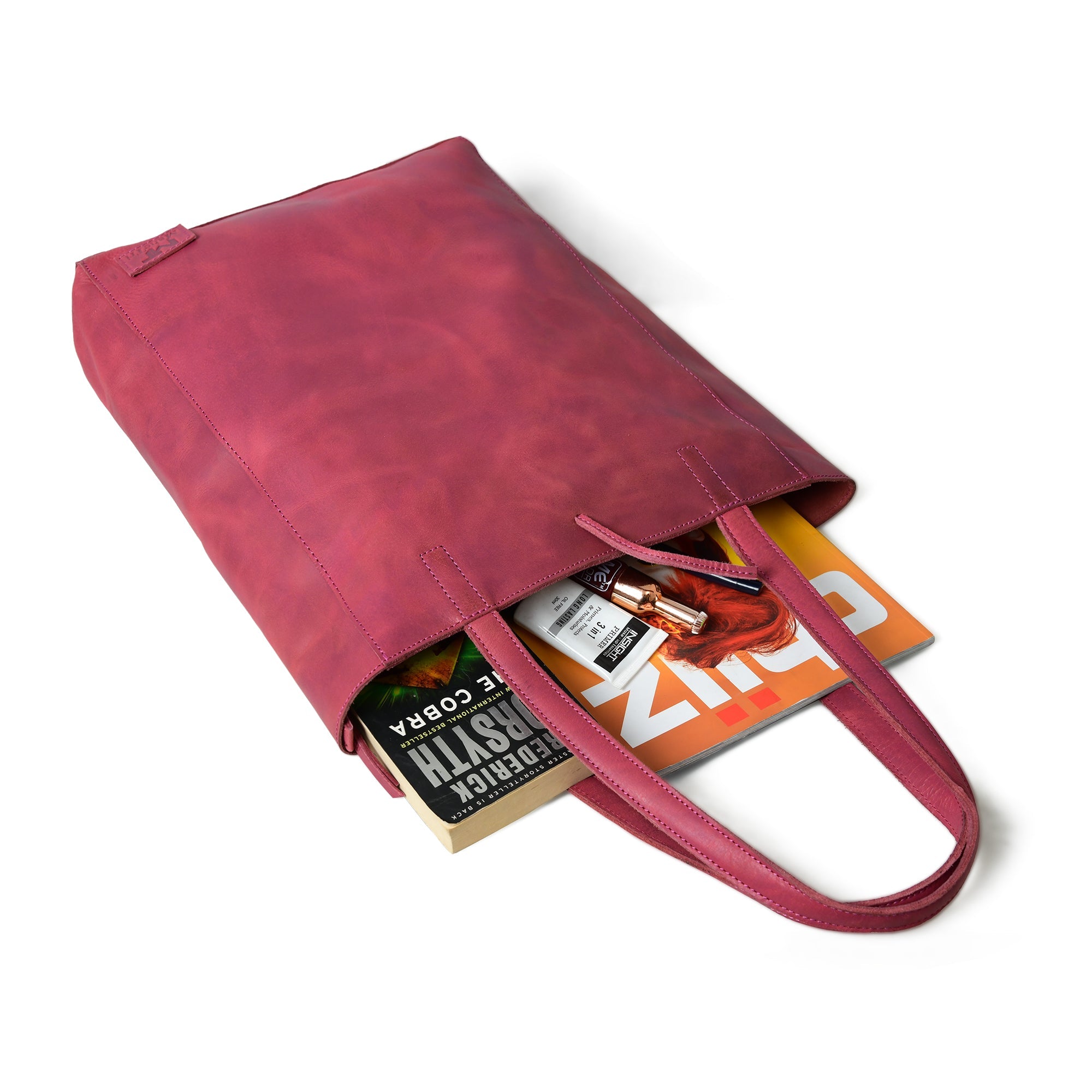 Maroon Leather Tote Bag — product image