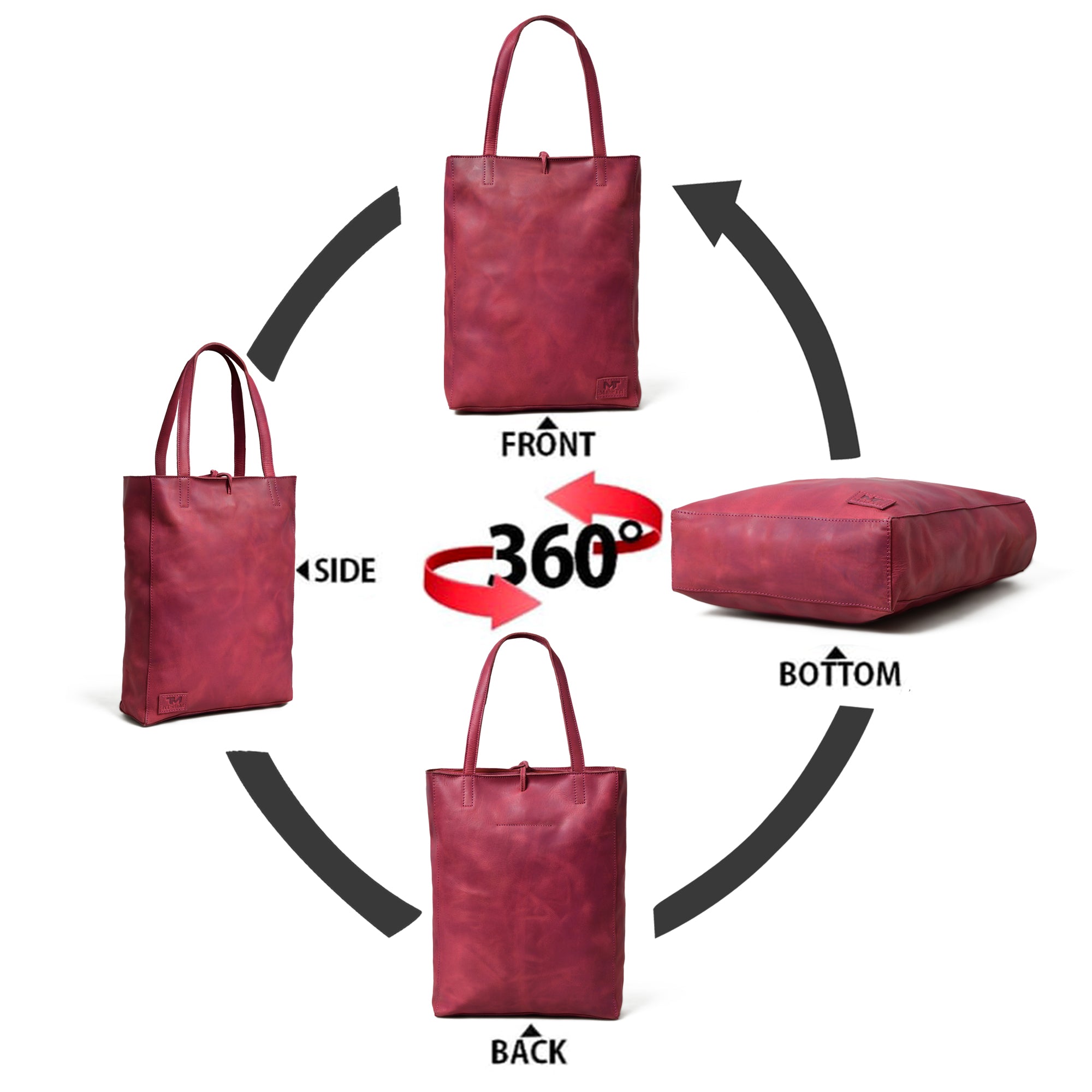 Maroon Leather Tote Bag — product image