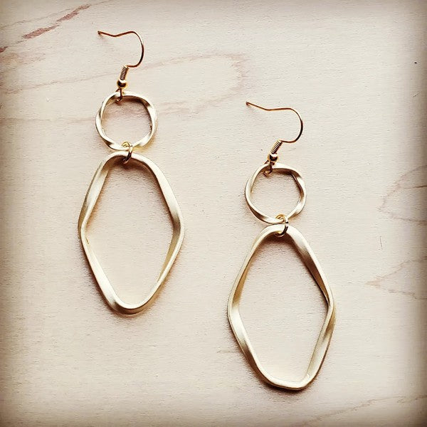 Matte Gold Hoop Earrings with Oval Hoop Dangle — product image