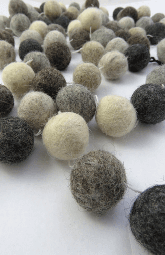 Handfelted Ball Garland: Multi Rainbow