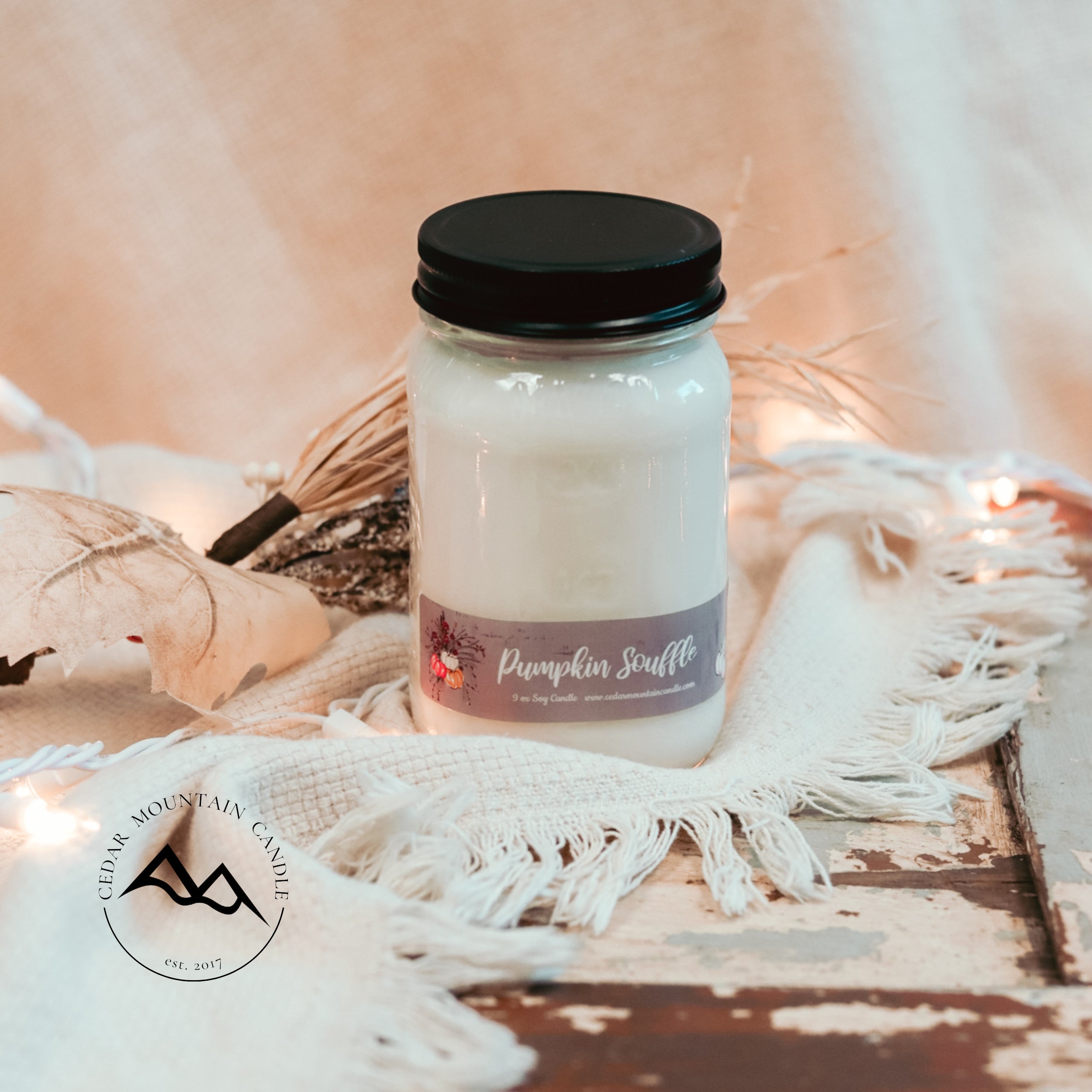 Fall Mauve Pumpkin Mason Jar Candle — product image