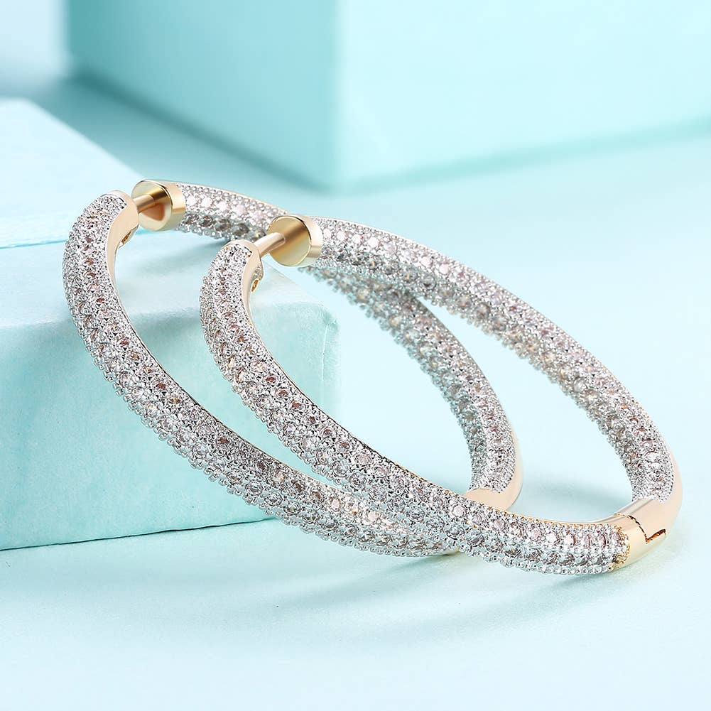 Abstract Crystal Hoop Earrings Set