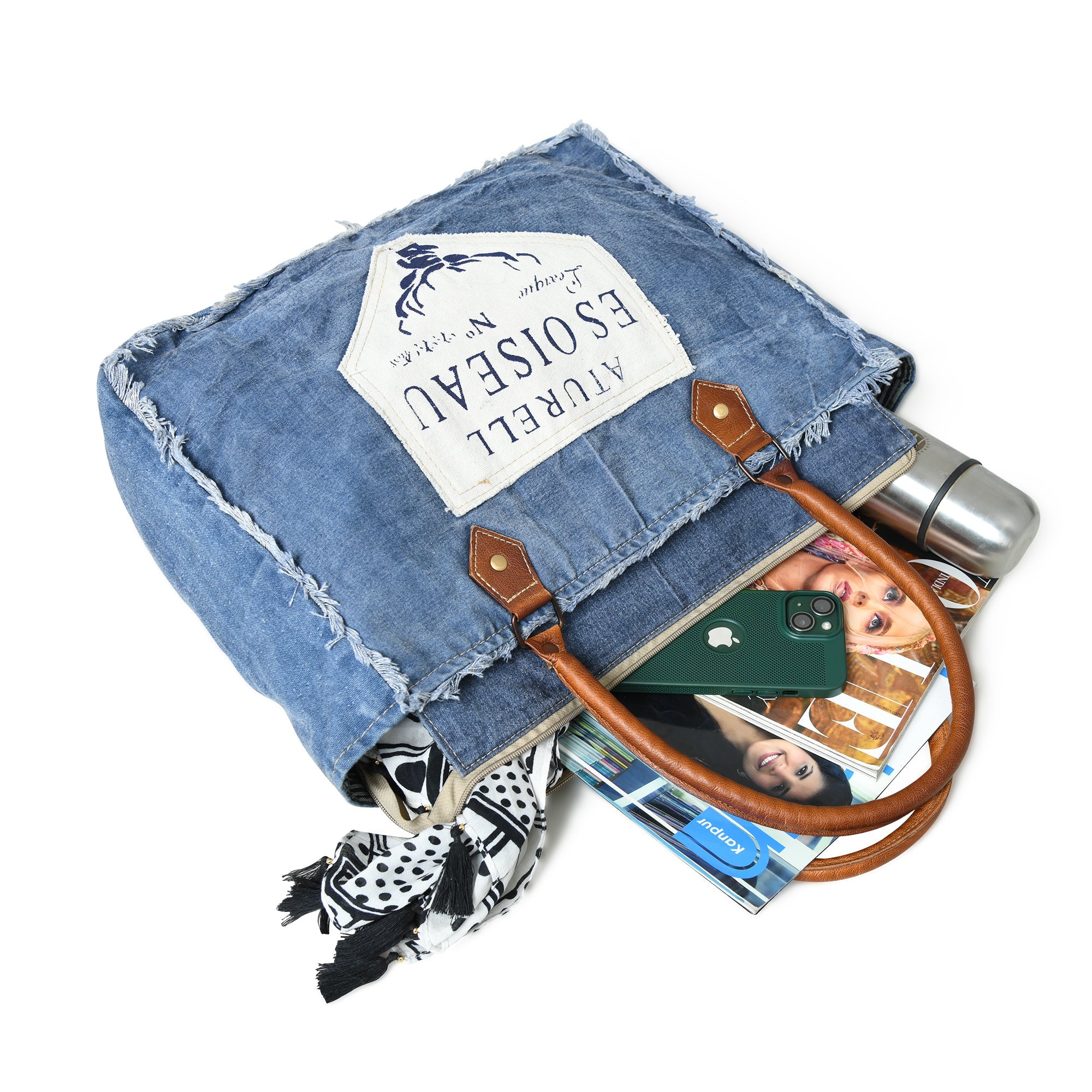 Denim Boho Chic Canvas Shoulder Bag — product image