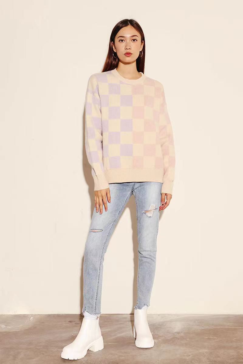 Two tone checker sweater — product image
