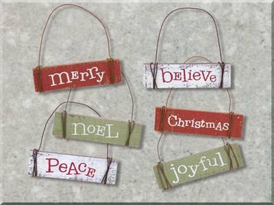Mini Christmas Words Ornament Set (6A)