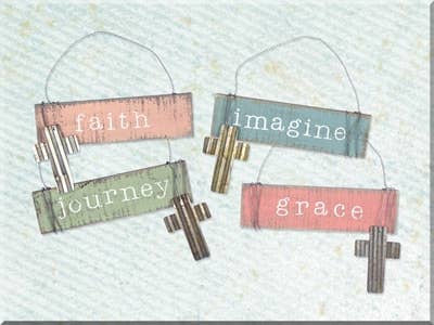 Pallet Ornament w/Metal Cross Set (4A)