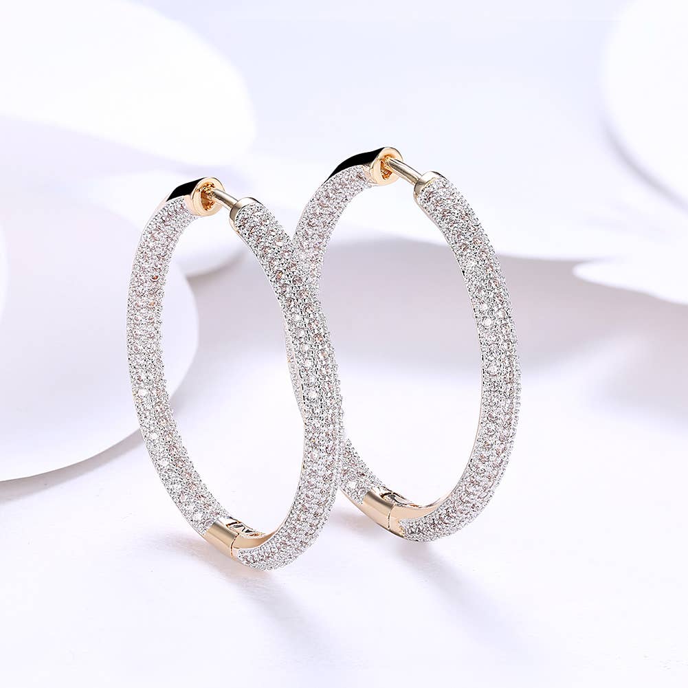 Abstract Crystal Hoop Earrings Set