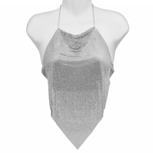 RHINESTONE METAL MESH CAMISOLE TOP BODY CHAIN — product image
