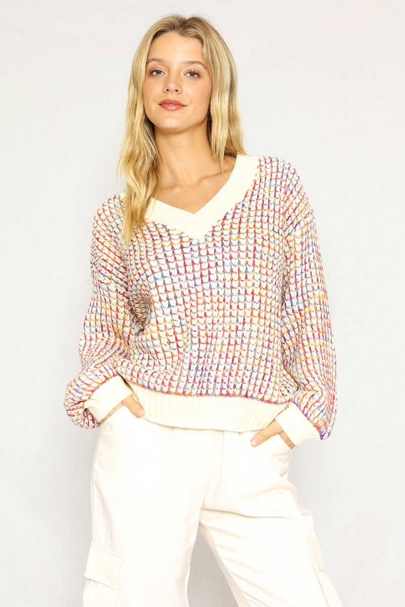 Multicolored knit sweater — product image