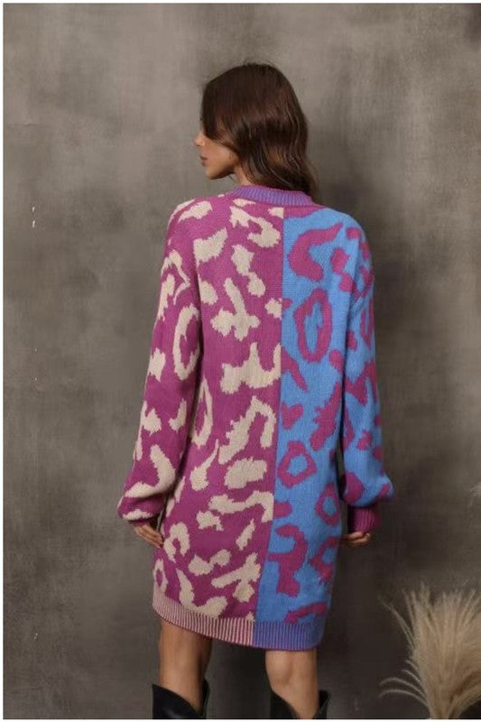 Long leopard knit cardigan — product image