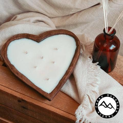 6 Wick Heart Shaped Dough Bowl Soy Candle - 30 oz: Citronella