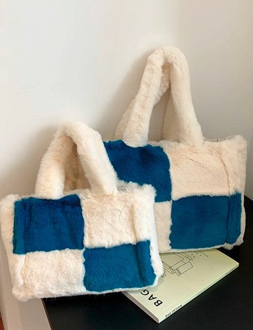 Fuzzy Checkered Shoulder Bag — product image