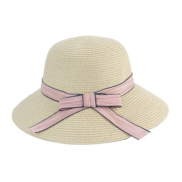 HEPBURN STRAW HAT W/ PINK BOW — product image