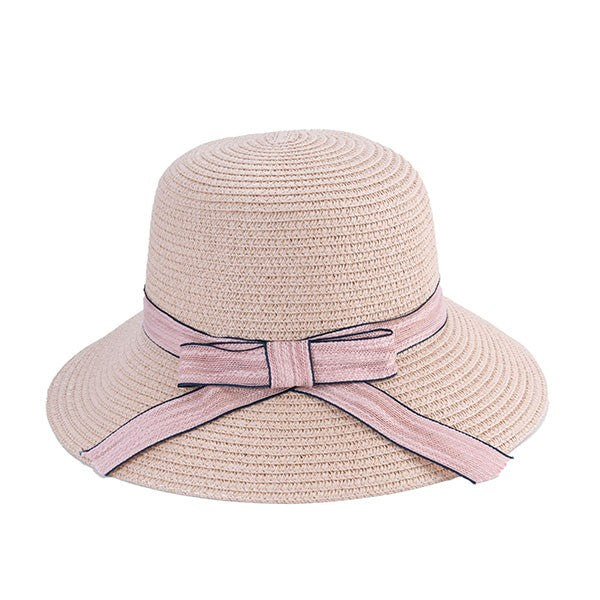 HEPBURN STRAW HAT W/ PINK BOW — product image