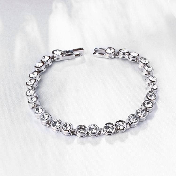 3.00 Tennis Bracelet 18k White Gold Plated with Swarovski: White Gold
