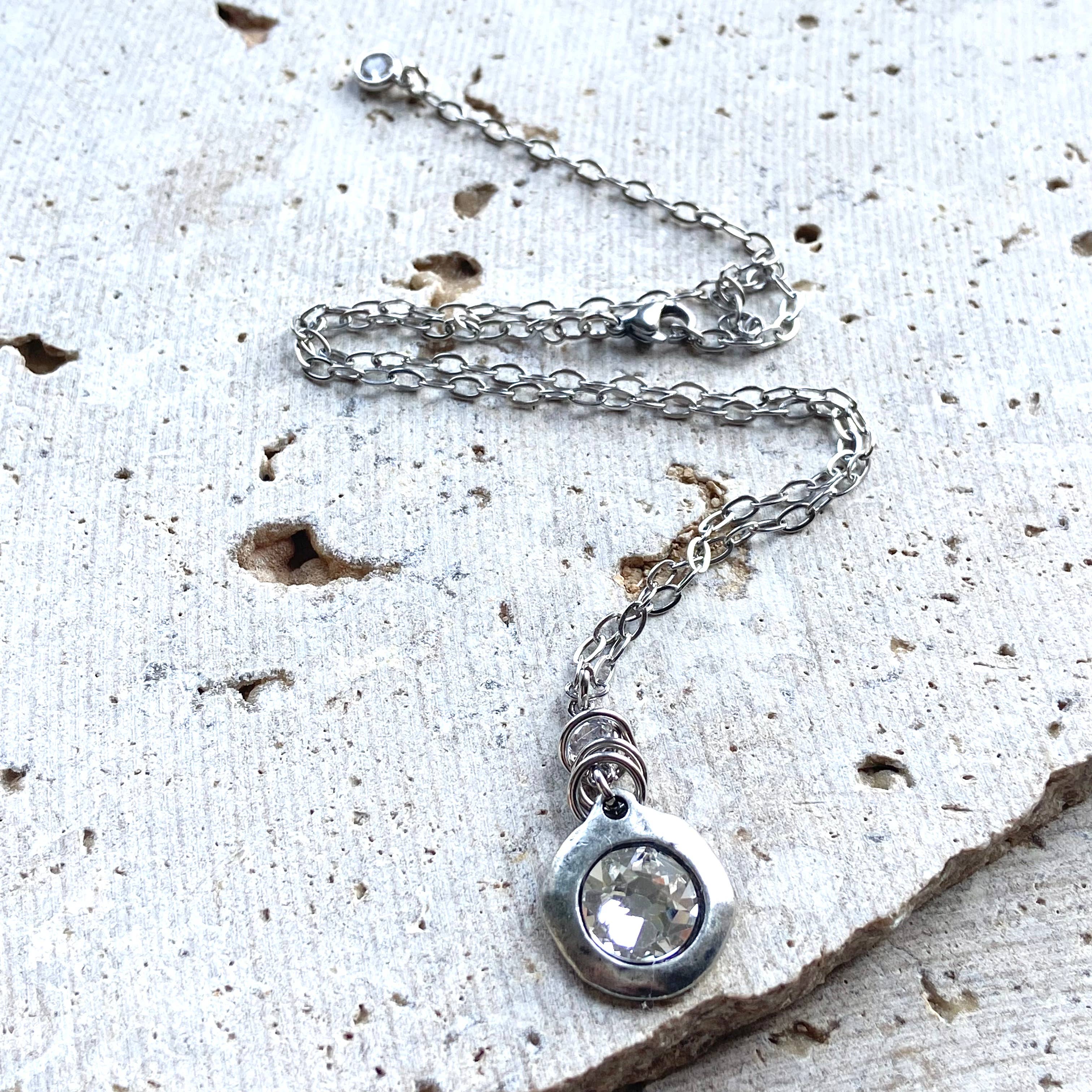 Swarovski silver hand casted boutique salon necklace salon
