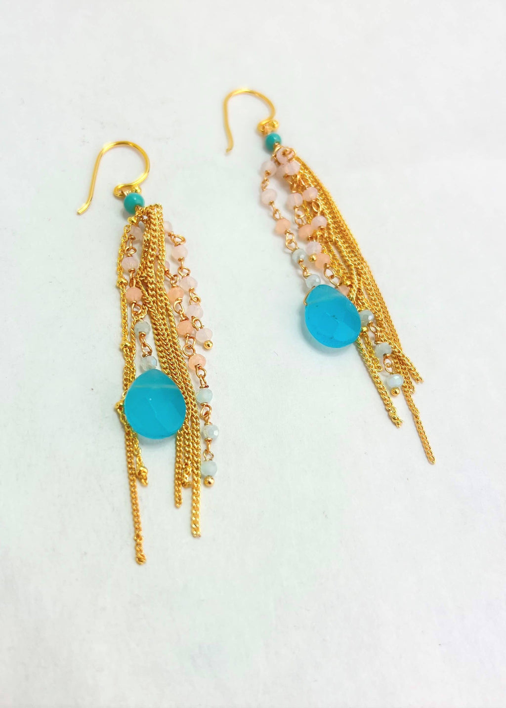 Thai Crystal Fringe Earrings: Pink — product image