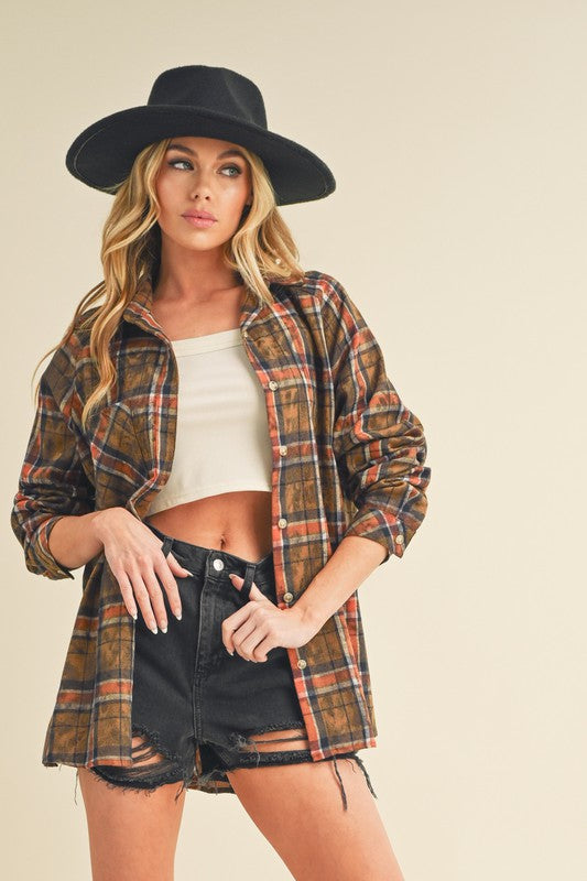 Laura Plaid Washed Flannel Button Up — product image
