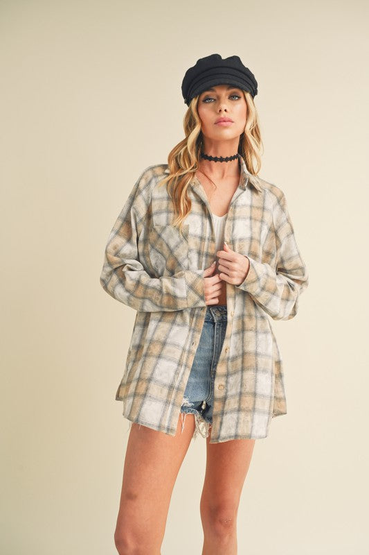 Laura Plaid Washed Flannel Button Up — product image