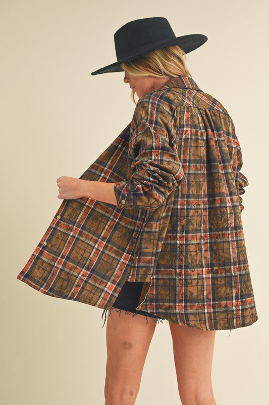 Laura Plaid Washed Flannel Button Up — product image