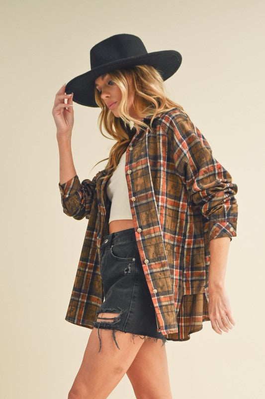 Laura Plaid Washed Flannel Button Up — product image