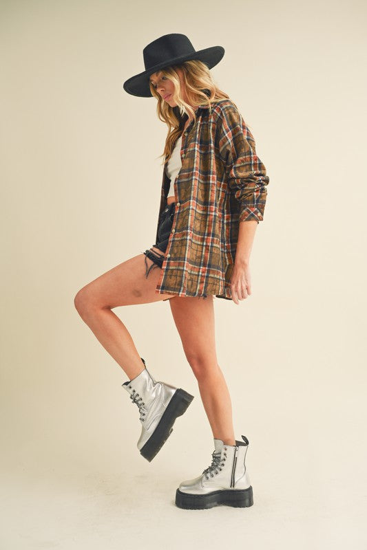 Laura Plaid Washed Flannel Button Up — product image