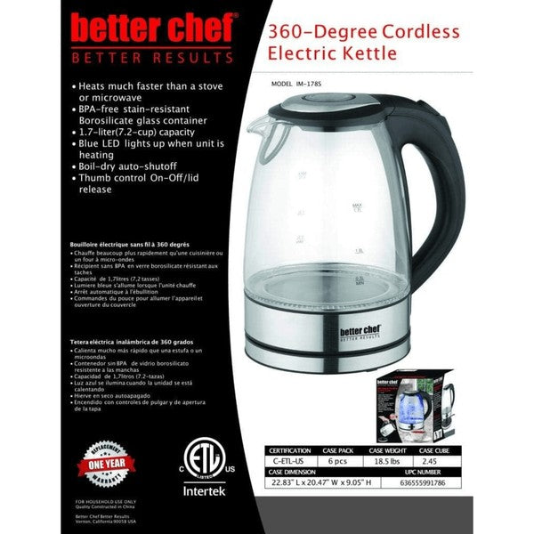 Better Chef 1500W 7-Cup Glass Kettle — product image