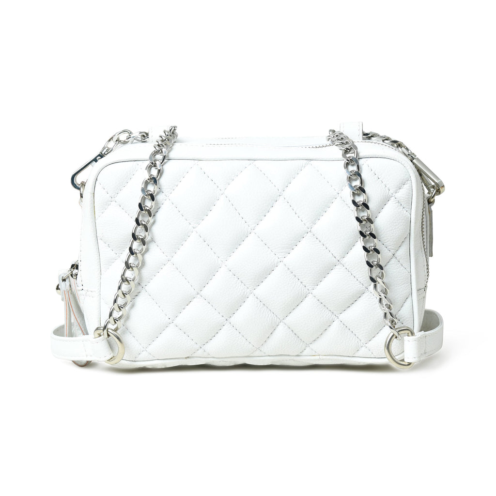 Mini Quilted Crossbody Bag, White — product image