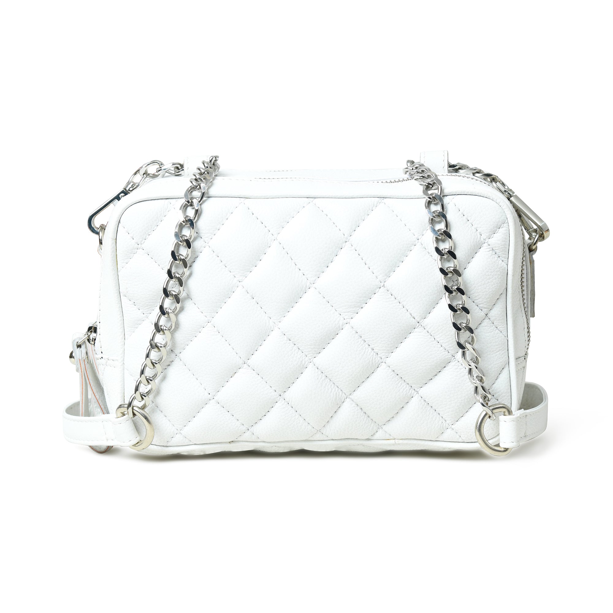 Mini Quilted Crossbody Bag, White — product image