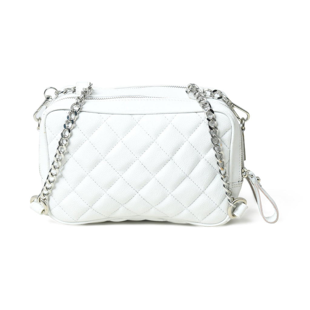 Mini Quilted Crossbody Bag, White — product image