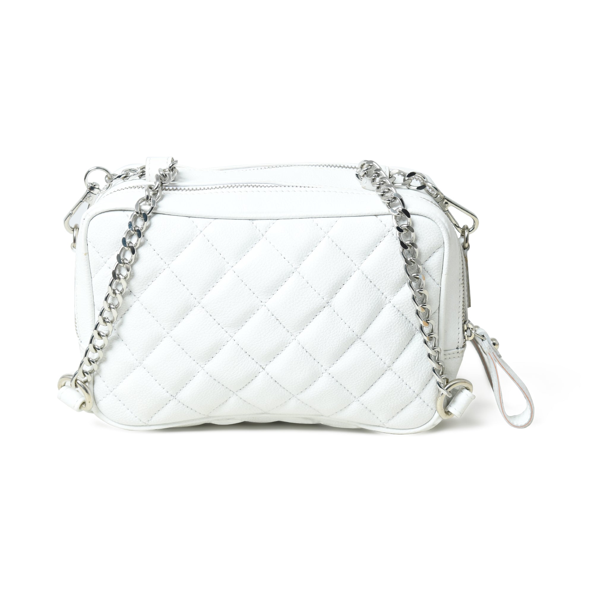 Mini Quilted Crossbody Bag, White — product image