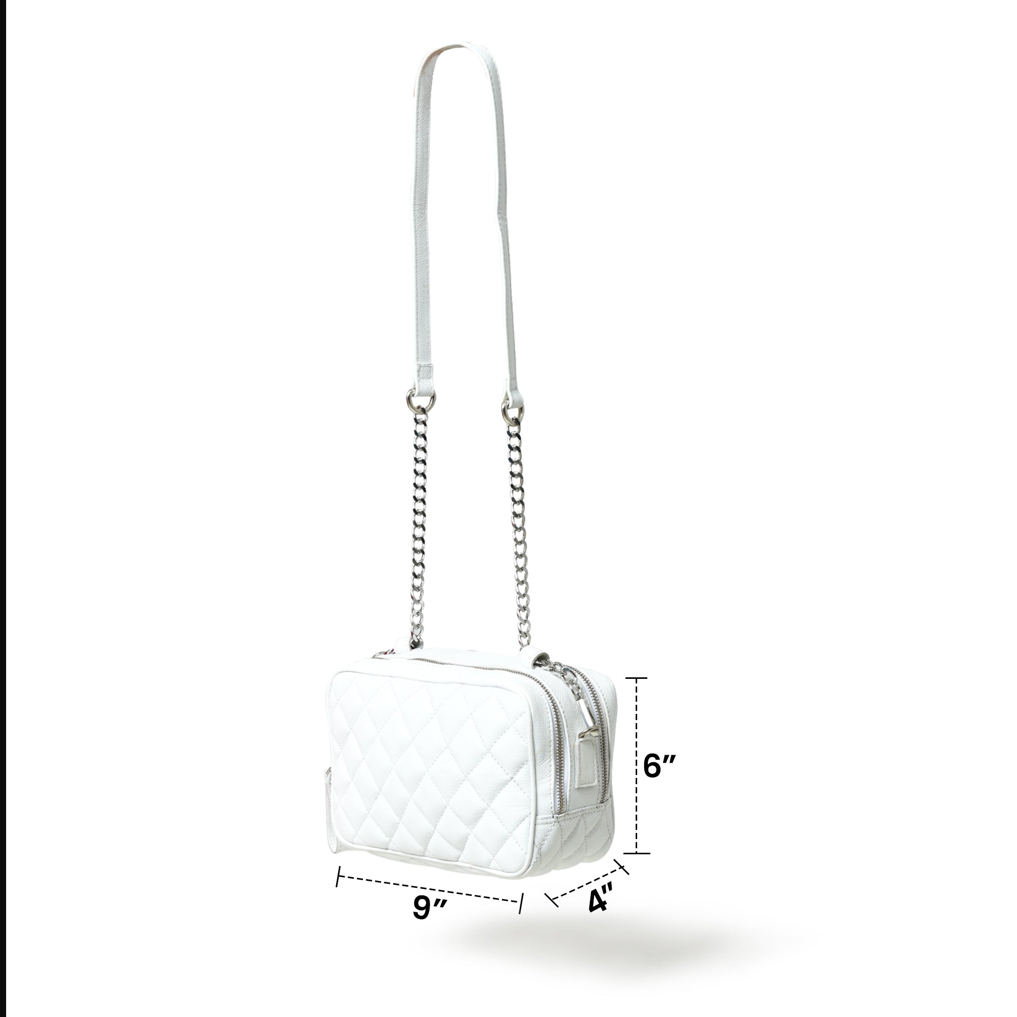 Mini Quilted Crossbody Bag, White — product image