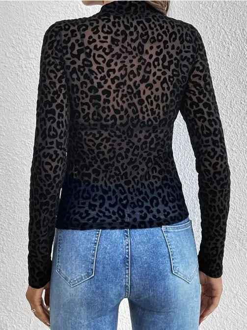 Leopard Print mesh top — product image